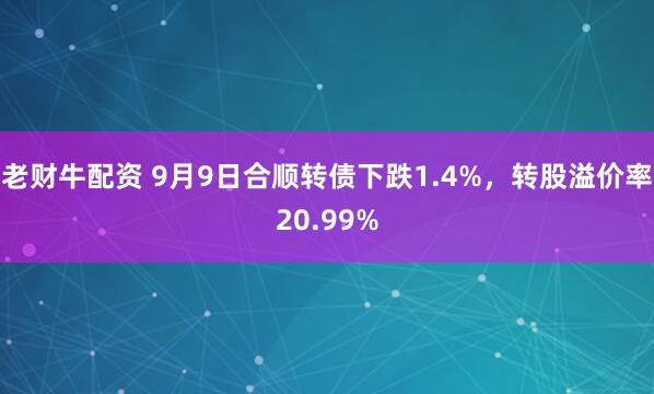 老财牛配资 9月9日合顺转债下跌1.4%，转股溢价率20.99%